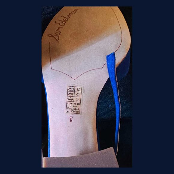 Royal Blue Sam Edelman Susie Block Heel Sandals Sz. 8. Blue Suede Shoes! - Picture 3 of 5